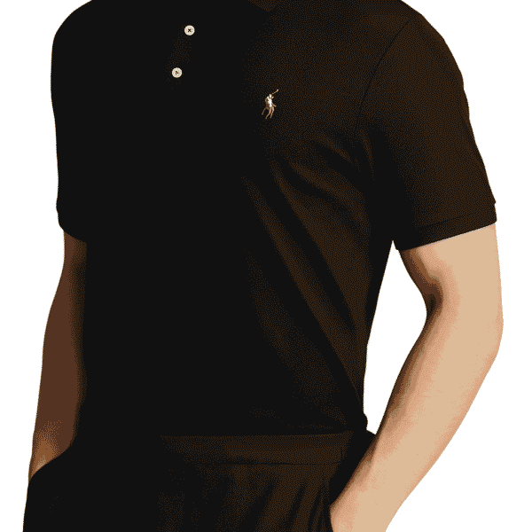 Black Plain Pique Polo Shirt