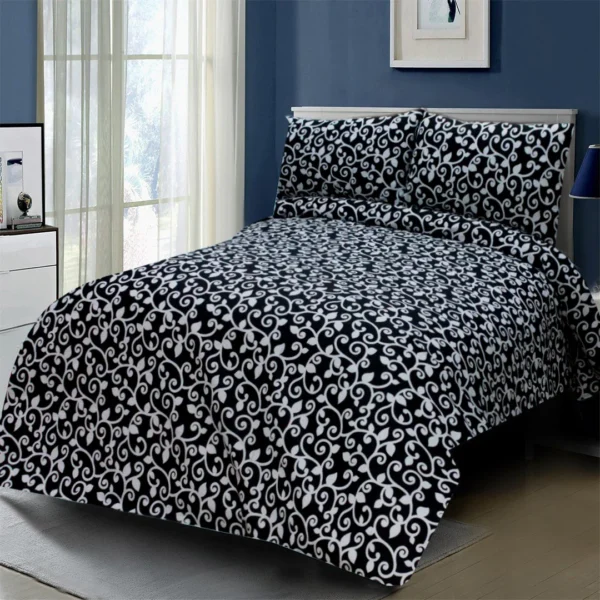 3 PCS PRINTED COTTON SATIN KING SIZE BED SHEET