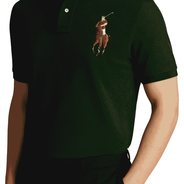 Dark Green Plain Pique Polo Shirt Embroidered Logo