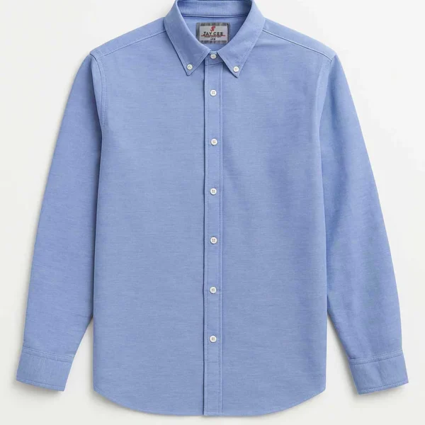 Men’s 100% Cotton Sky Blue Textured Oxford Button-Down Shirt